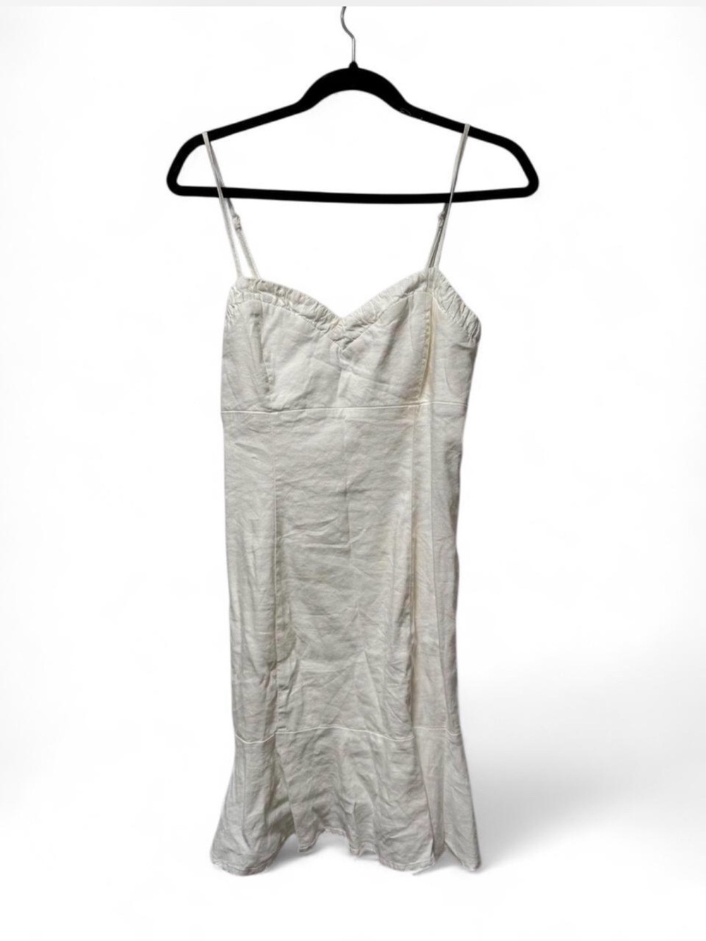 Kut from The Kloth White Linen Ruffle Hem Summer Mini Dress Cottagecore Bridal